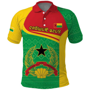 Personalised Afro Guinea Bissau Polo Shirt Coat Of Arms Mix African Pattern