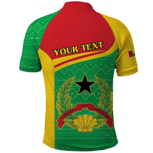 Personalised Afro Guinea Bissau Polo Shirt Coat Of Arms Mix African Pattern