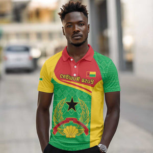 Personalised Afro Guinea Bissau Polo Shirt Coat Of Arms Mix African Pattern