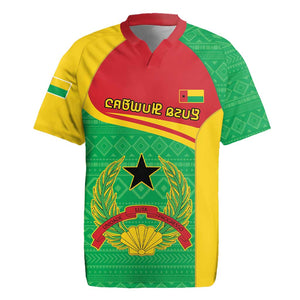 Personalised Afro Guinea Bissau Rugby Jersey Coat Of Arms Mix African Pattern