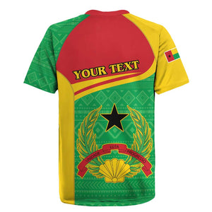 Personalised Afro Guinea Bissau Rugby Jersey Coat Of Arms Mix African Pattern