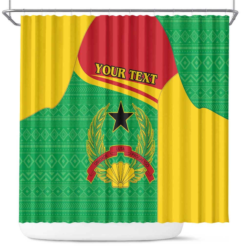 Personalised Afro Guinea Bissau Shower Curtain Coat Of Arms Mix African Pattern