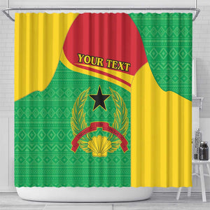 Personalised Afro Guinea Bissau Shower Curtain Coat Of Arms Mix African Pattern