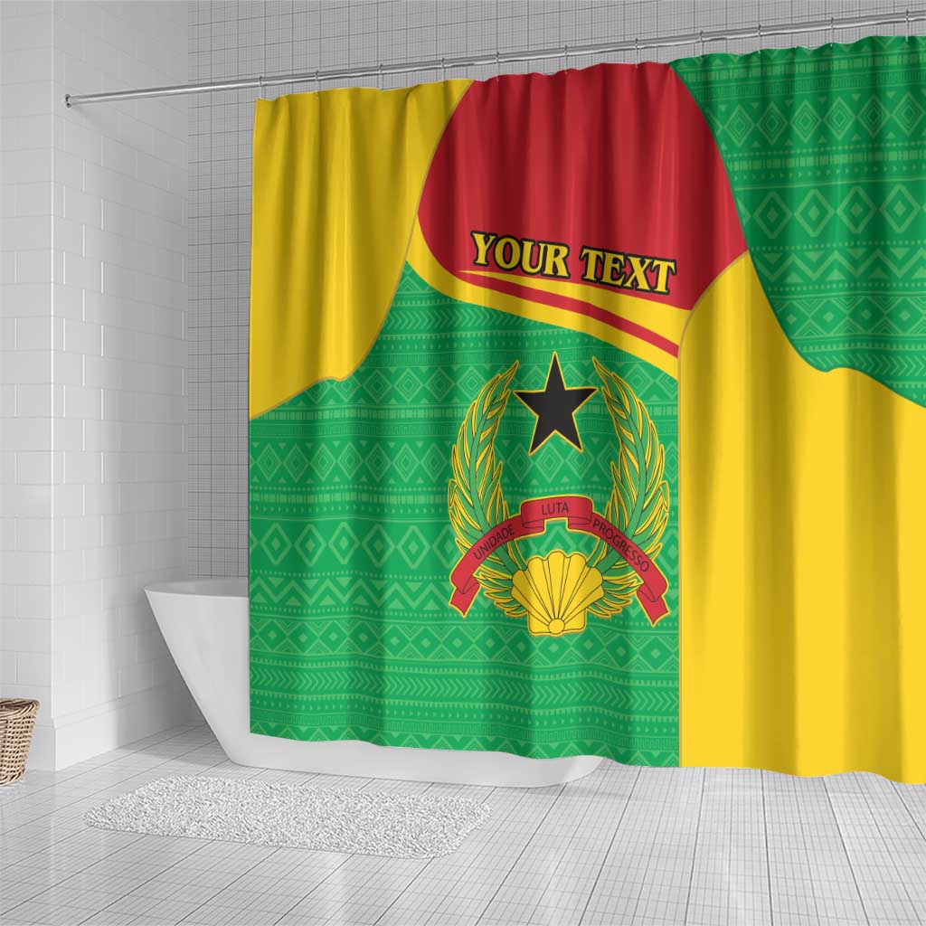 Personalised Afro Guinea Bissau Shower Curtain Coat Of Arms Mix African Pattern