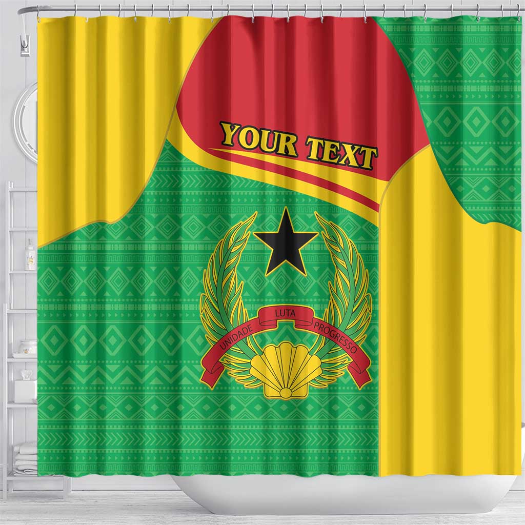 Personalised Afro Guinea Bissau Shower Curtain Coat Of Arms Mix African Pattern