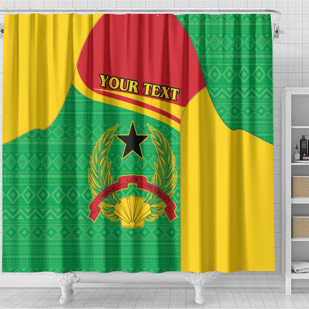 Personalised Afro Guinea Bissau Shower Curtain Coat Of Arms Mix African Pattern