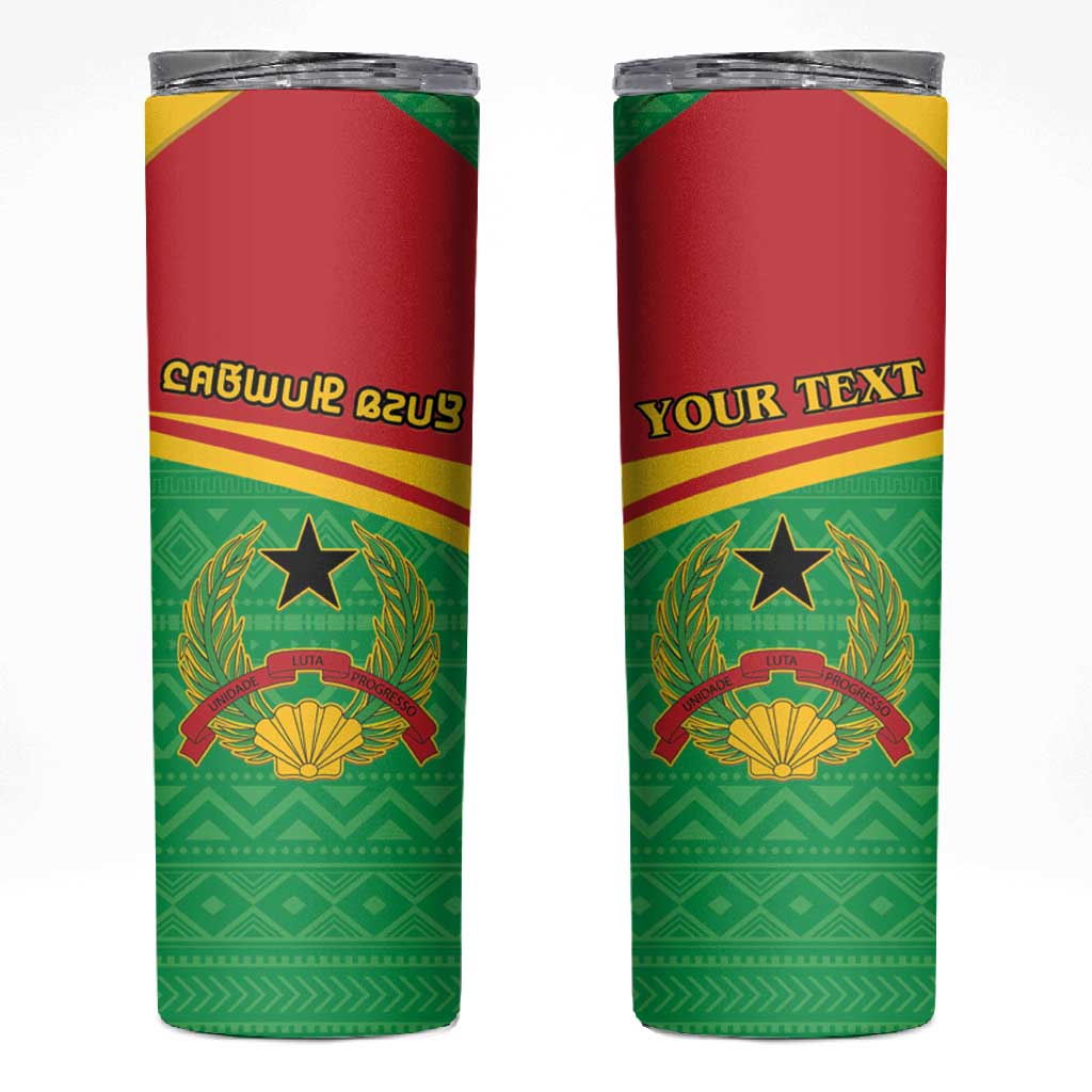 Personalised Afro Guinea Bissau Skinny Tumbler Coat Of Arms Mix African Pattern