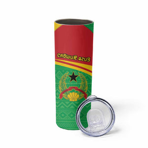 Personalised Afro Guinea Bissau Skinny Tumbler Coat Of Arms Mix African Pattern