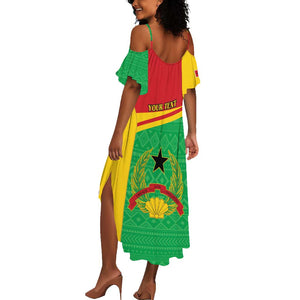 Personalised Afro Guinea Bissau Summer Maxi Dress Coat Of Arms Mix African Pattern