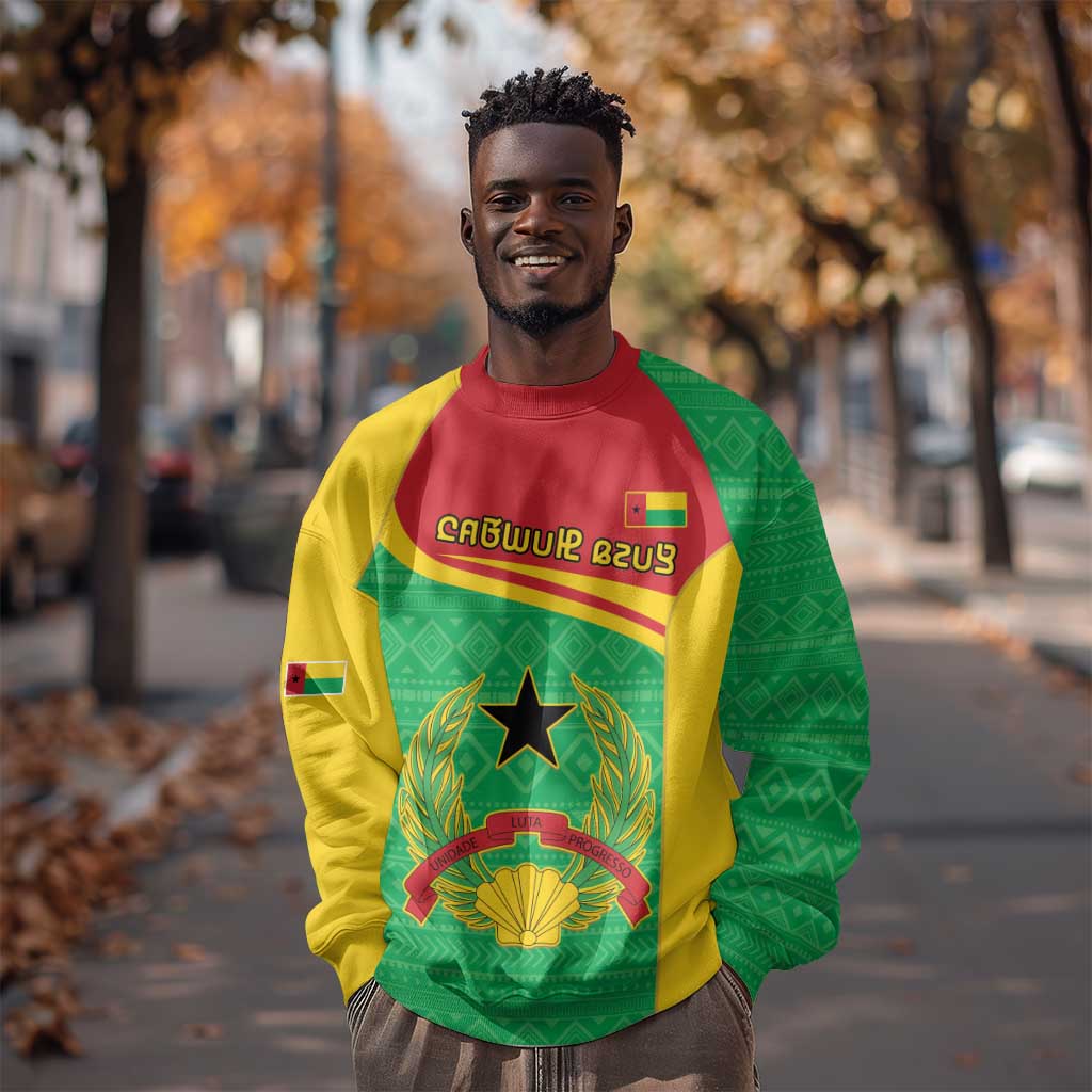 Personalised Afro Guinea Bissau Sweatshirt Coat Of Arms Mix African Pattern