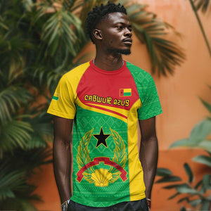 Personalised Afro Guinea Bissau T shirt Coat Of Arms Mix African Pattern