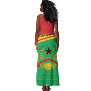 Personalised Afro Guinea Bissau Tank Maxi Dress Coat Of Arms Mix African Pattern