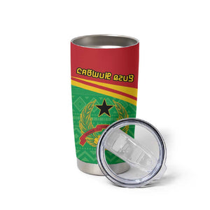 Personalised Afro Guinea Bissau Tumbler Cup Coat Of Arms Mix African Pattern