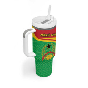 Personalised Afro Guinea Bissau Tumbler With Handle Coat Of Arms Mix African Pattern