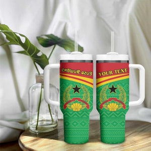 Personalised Afro Guinea Bissau Tumbler With Handle Coat Of Arms Mix African Pattern