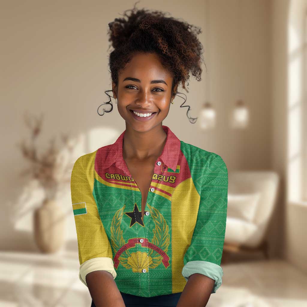 Personalised Afro Guinea Bissau Women Casual Shirt Coat Of Arms Mix African Pattern