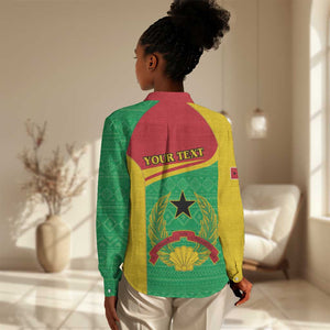 Personalised Afro Guinea Bissau Women Casual Shirt Coat Of Arms Mix African Pattern