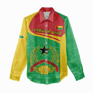 Personalised Afro Guinea Bissau Women Casual Shirt Coat Of Arms Mix African Pattern