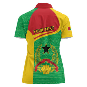 Personalised Afro Guinea Bissau Women Polo Shirt Coat Of Arms Mix African Pattern