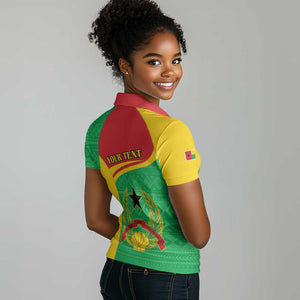 Personalised Afro Guinea Bissau Women Polo Shirt Coat Of Arms Mix African Pattern