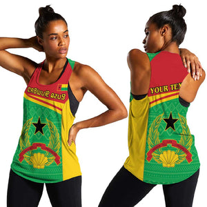 Personalised Afro Guinea Bissau Women Racerback Tank Coat Of Arms Mix African Pattern