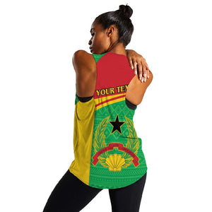 Personalised Afro Guinea Bissau Women Racerback Tank Coat Of Arms Mix African Pattern