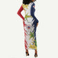 Afro Ra Hachiri 976 Long Sleeve Bodycon Dress Coat Of Arms France Flag Style LT15