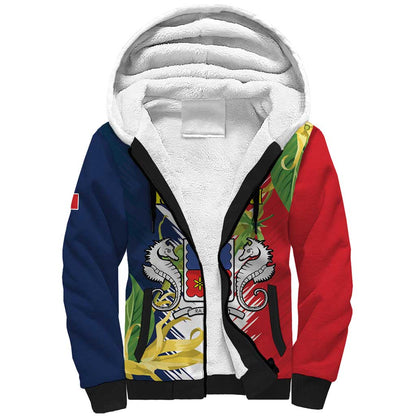 Afro Ra Hachiri 976 Sherpa Hoodie Coat Of Arms France Flag Style