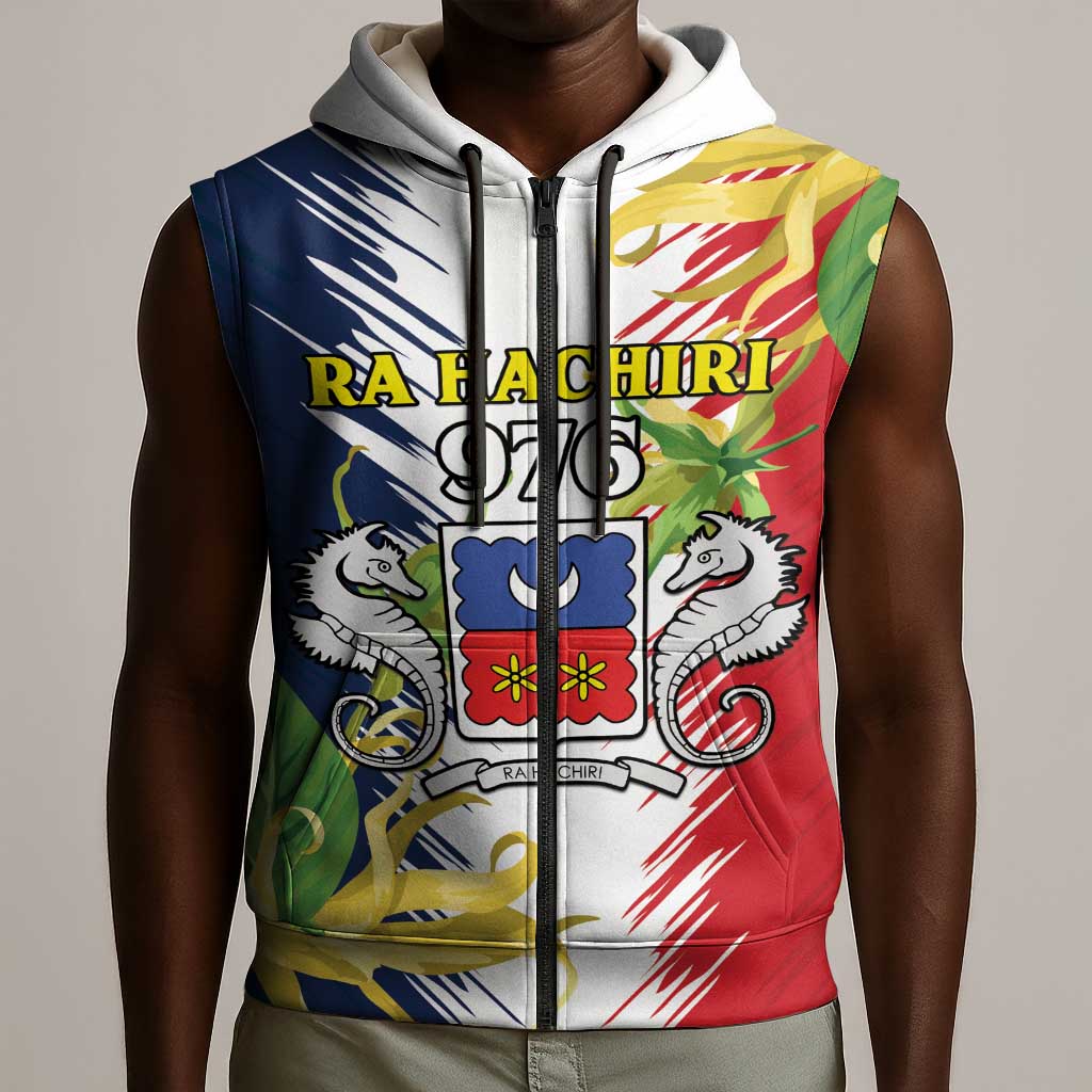 Afro Ra Hachiri 976 Sleeveless Zip Hoodie Coat Of Arms France Flag Style - African Pride
