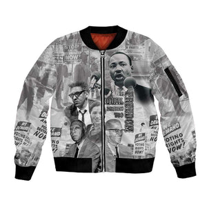 African-American History Month Sleeve Zip Bomber Jacket Civil Rights Leaders