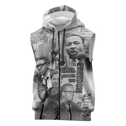 African-American History Month Sleeveless Zip Hoodie Civil Rights Leaders - African Pride