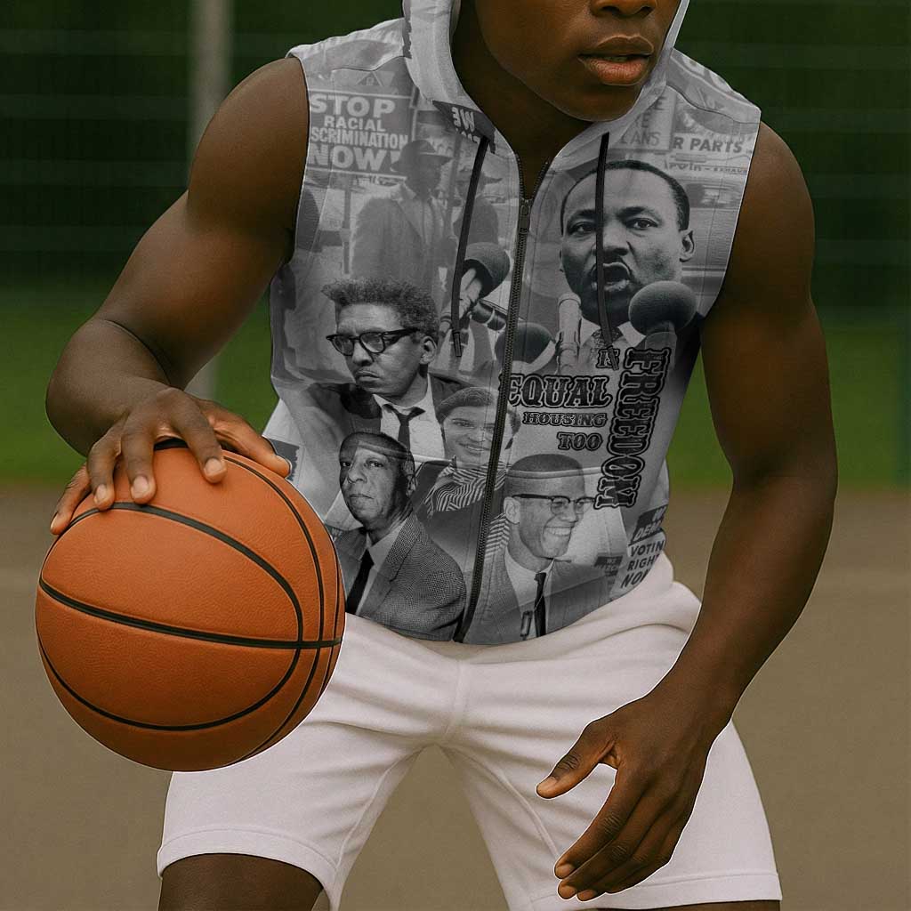 African-American History Month Sleeveless Zip Hoodie Civil Rights Leaders - African Pride