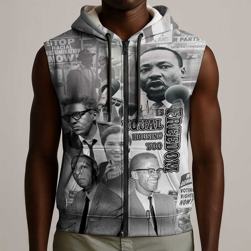 African-American History Month Sleeveless Zip Hoodie Civil Rights Leaders - African Pride