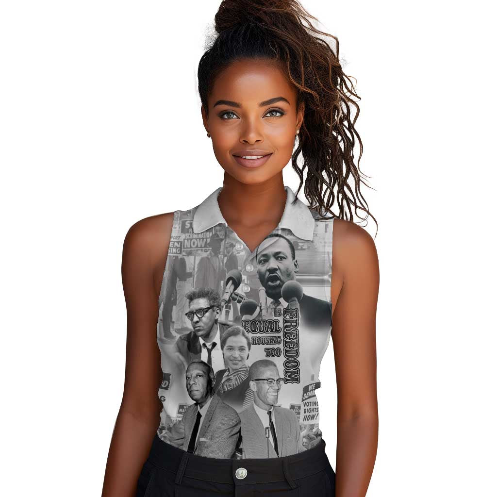 African-American History Month Women Sleeveless Polo Shirt Civil Rights Leaders