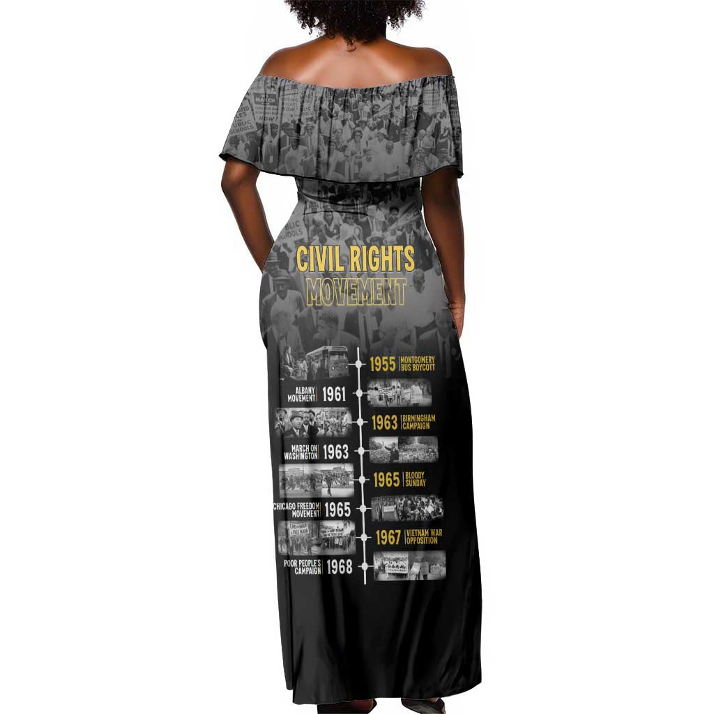 African-American History Month Off Shoulder Maxi Dress Civil Rights Movement