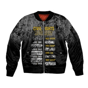 African-American History Month Sleeve Zip Bomber Jacket Civil Rights Movement
