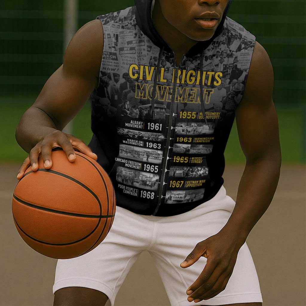 African-American History Month Sleeveless Zip Hoodie Civil Rights Movement - African Pride
