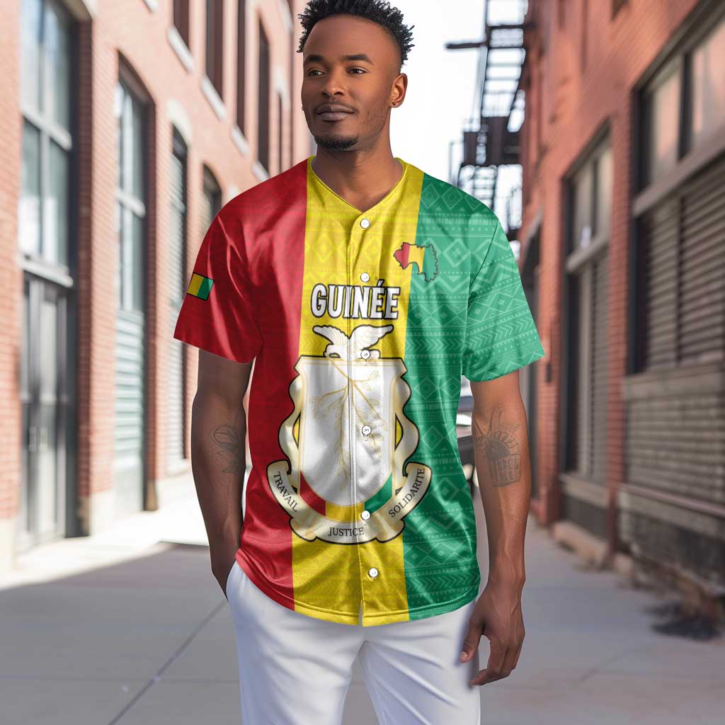 Personalised Afro Guinea Baseball Jersey Coat Of Arms Flag Style