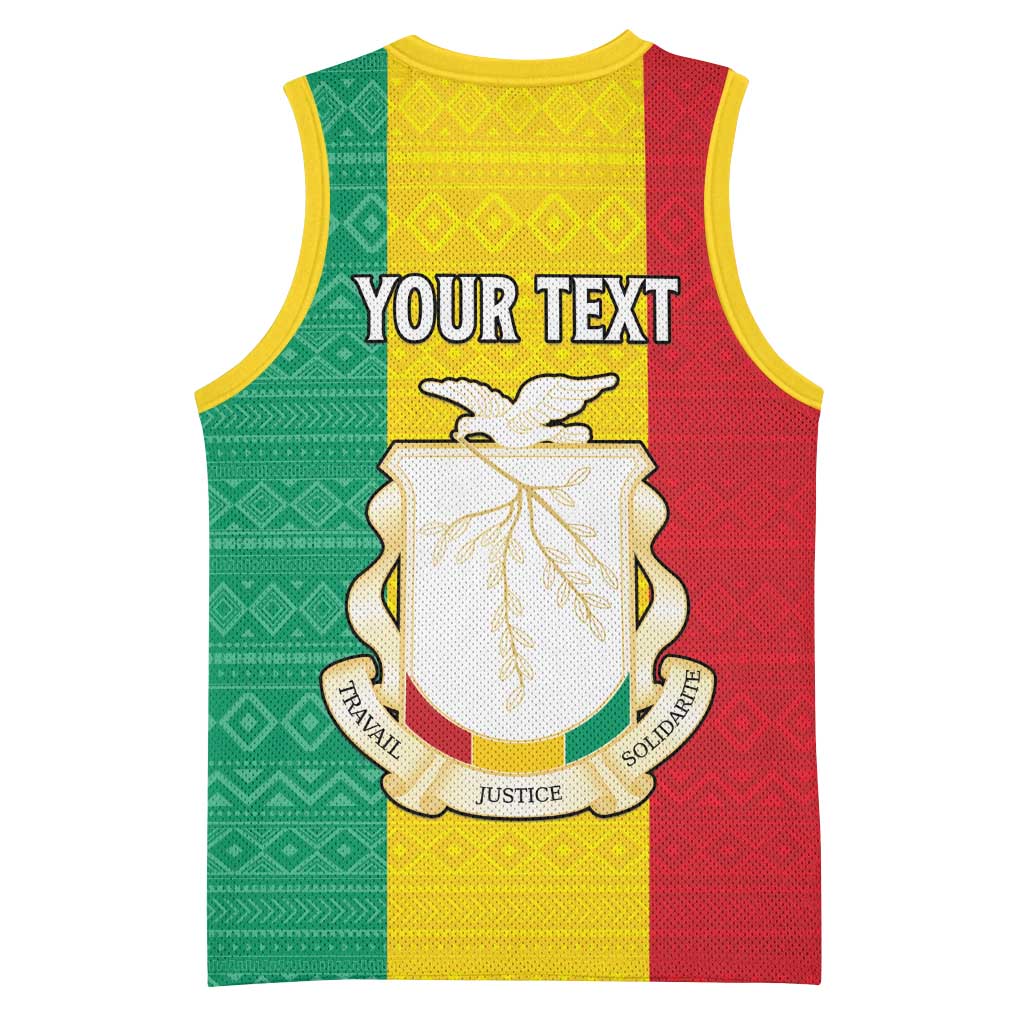 Personalised Afro Guinea Basketball Jersey Coat Of Arms Flag Style LT15