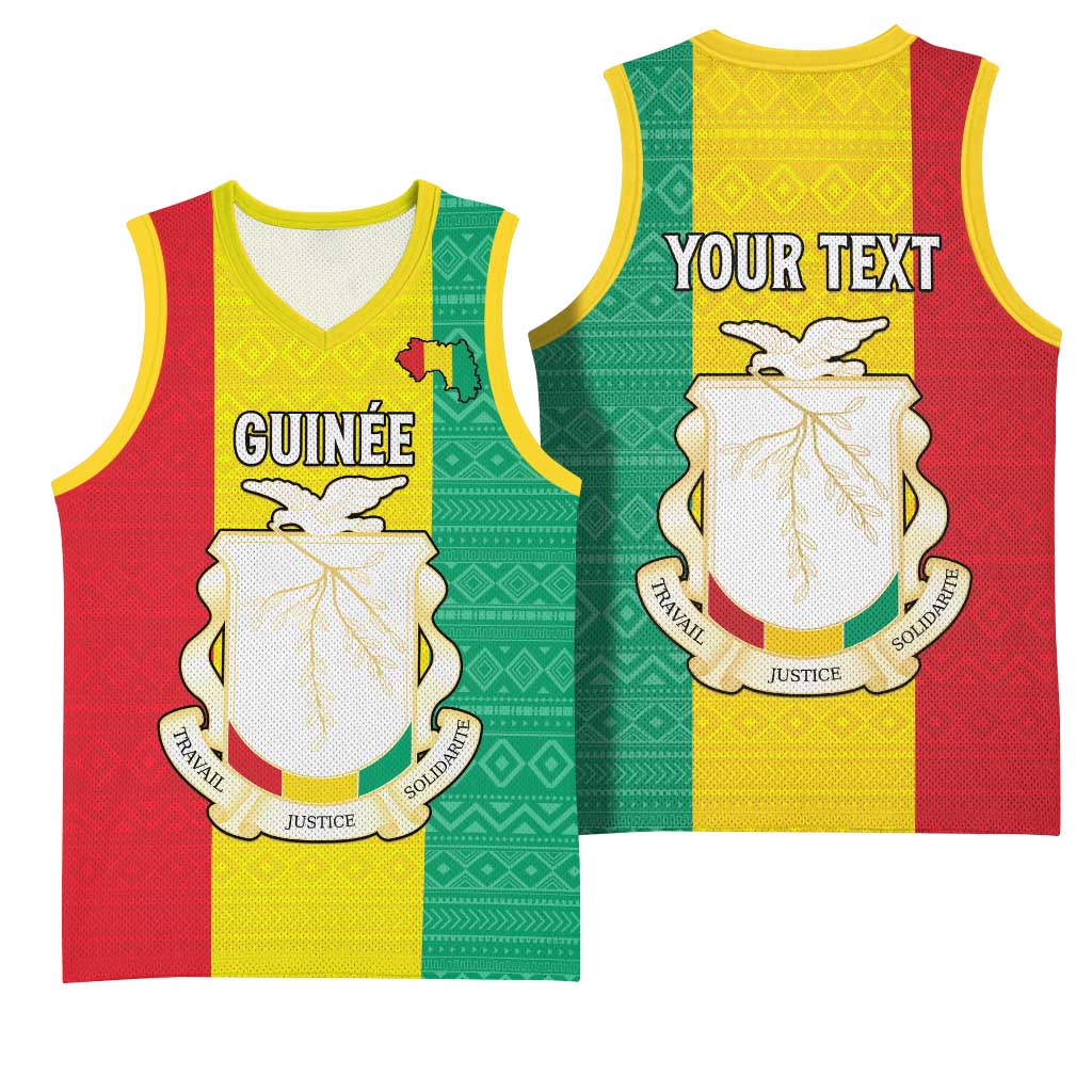 Personalised Afro Guinea Basketball Jersey Coat Of Arms Flag Style LT15