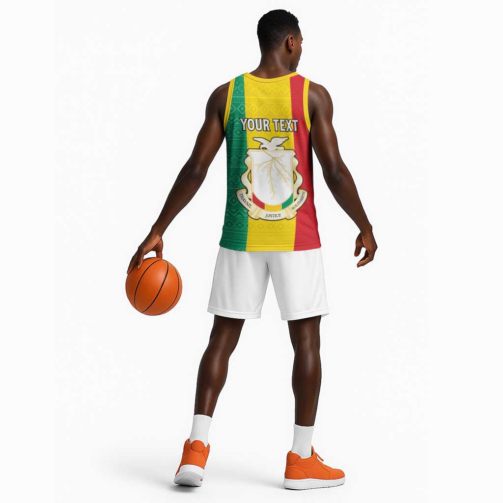 Personalised Afro Guinea Basketball Jersey Coat Of Arms Flag Style LT15