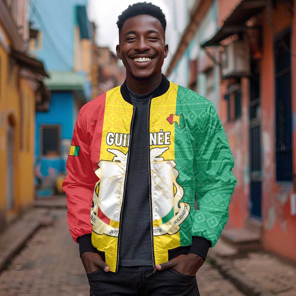 Personalised Afro Guinea Bomber Jacket Coat Of Arms Flag Style