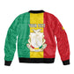Personalised Afro Guinea Sleeve Zip Bomber Jacket Coat Of Arms Flag Style