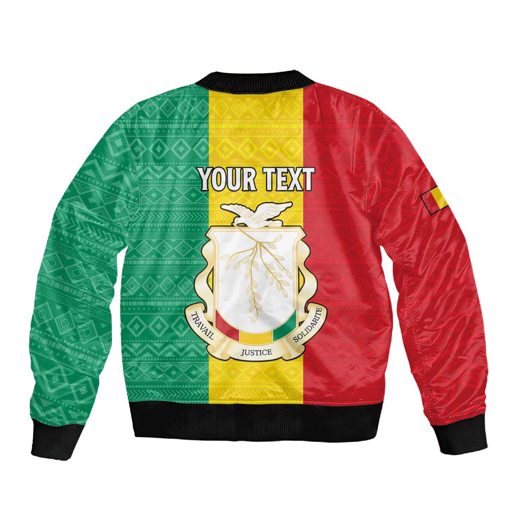Personalised Afro Guinea Sleeve Zip Bomber Jacket Coat Of Arms Flag Style