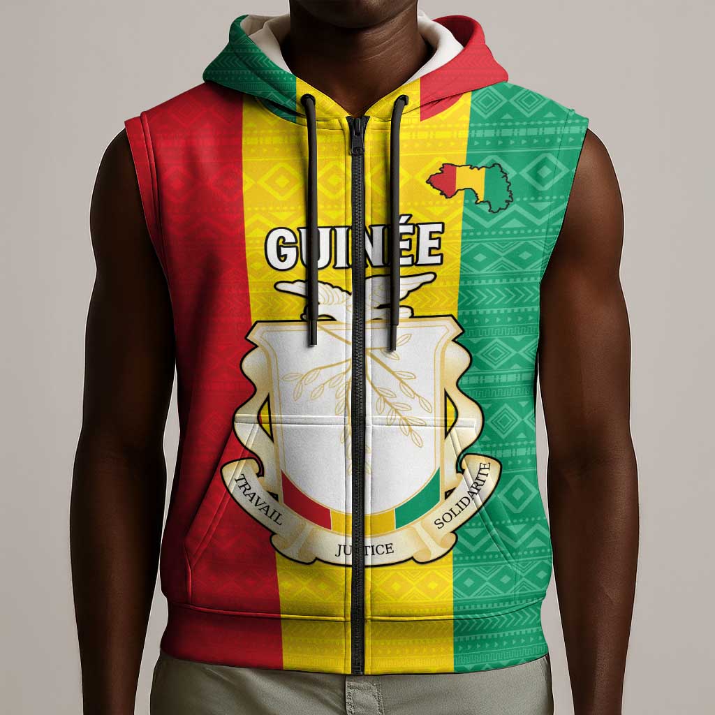 Personalised Afro Guinea Sleeveless Zip Hoodie Coat Of Arms Flag Style - African Pride