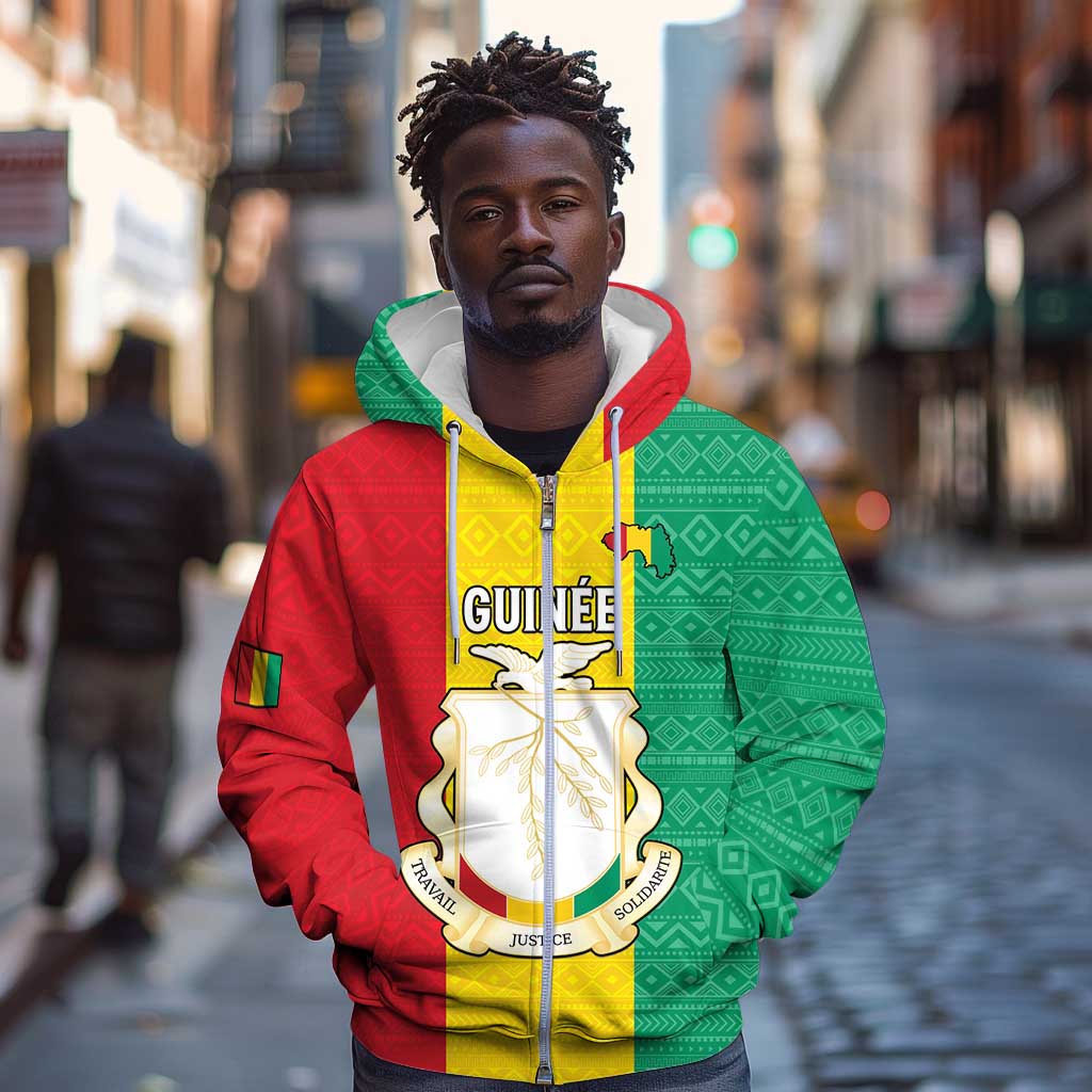 Personalised Afro Guinea Zip Hoodie Coat Of Arms Flag Style
