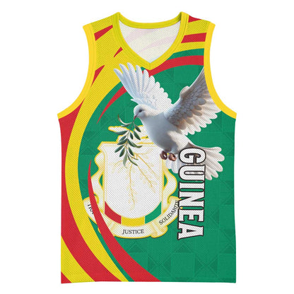 Guinea Basketball Jersey Coat Of Arms With Pigeon - Kente Pattern LT15