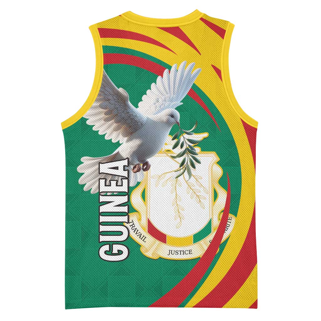 Guinea Basketball Jersey Coat Of Arms With Pigeon - Kente Pattern LT15