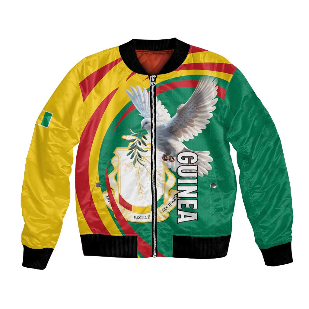 Guinea Bomber Jacket Coat Of Arms With Pigeon - Kente Pattern