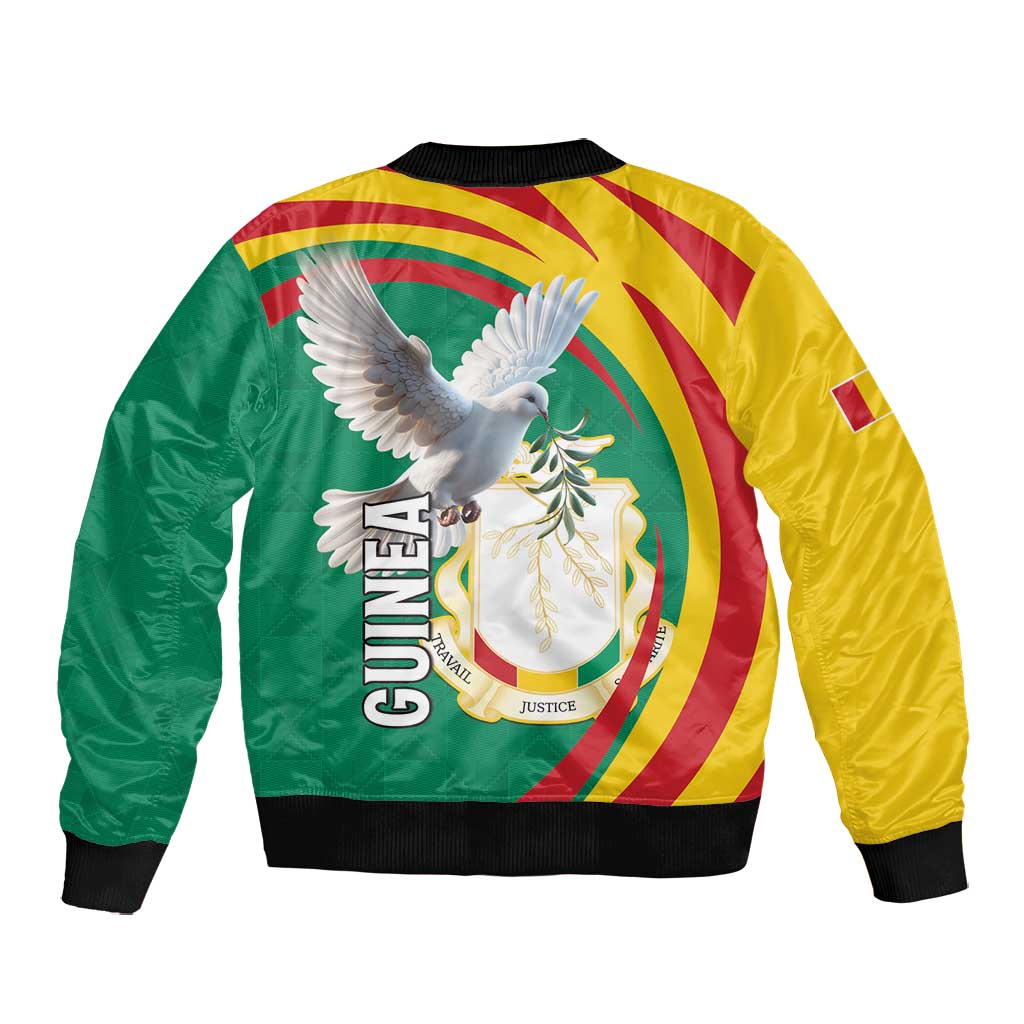 Guinea Bomber Jacket Coat Of Arms With Pigeon - Kente Pattern